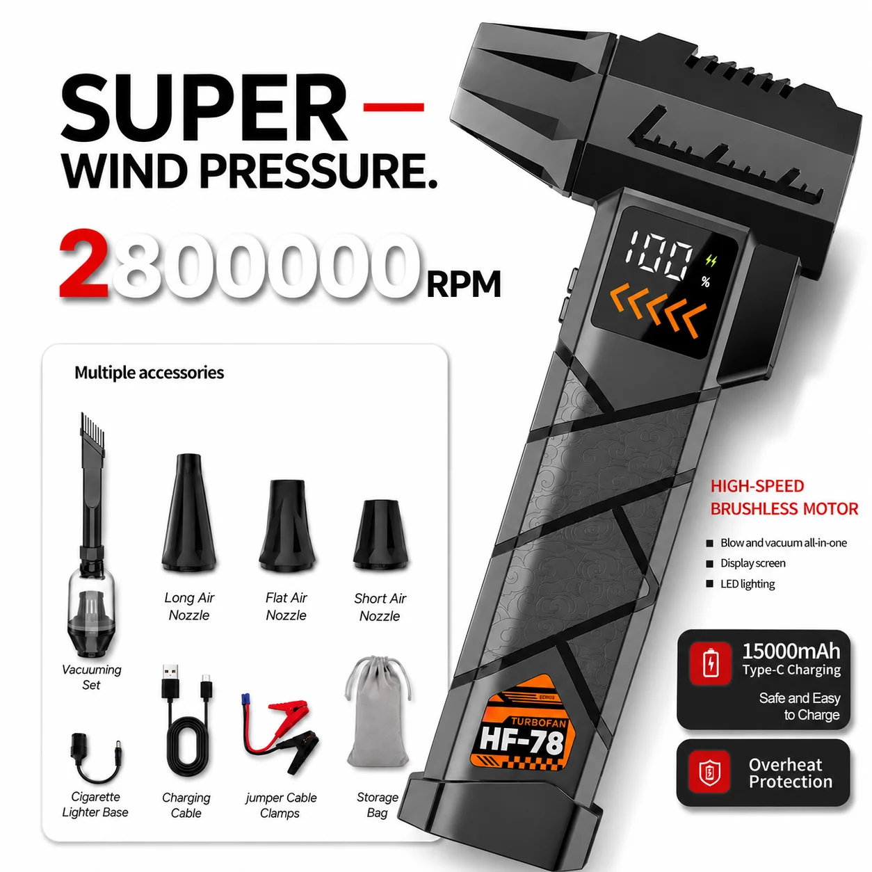 Super Powerful 2800000RPM Elec - Dryer Car Blower recensione e prezzo